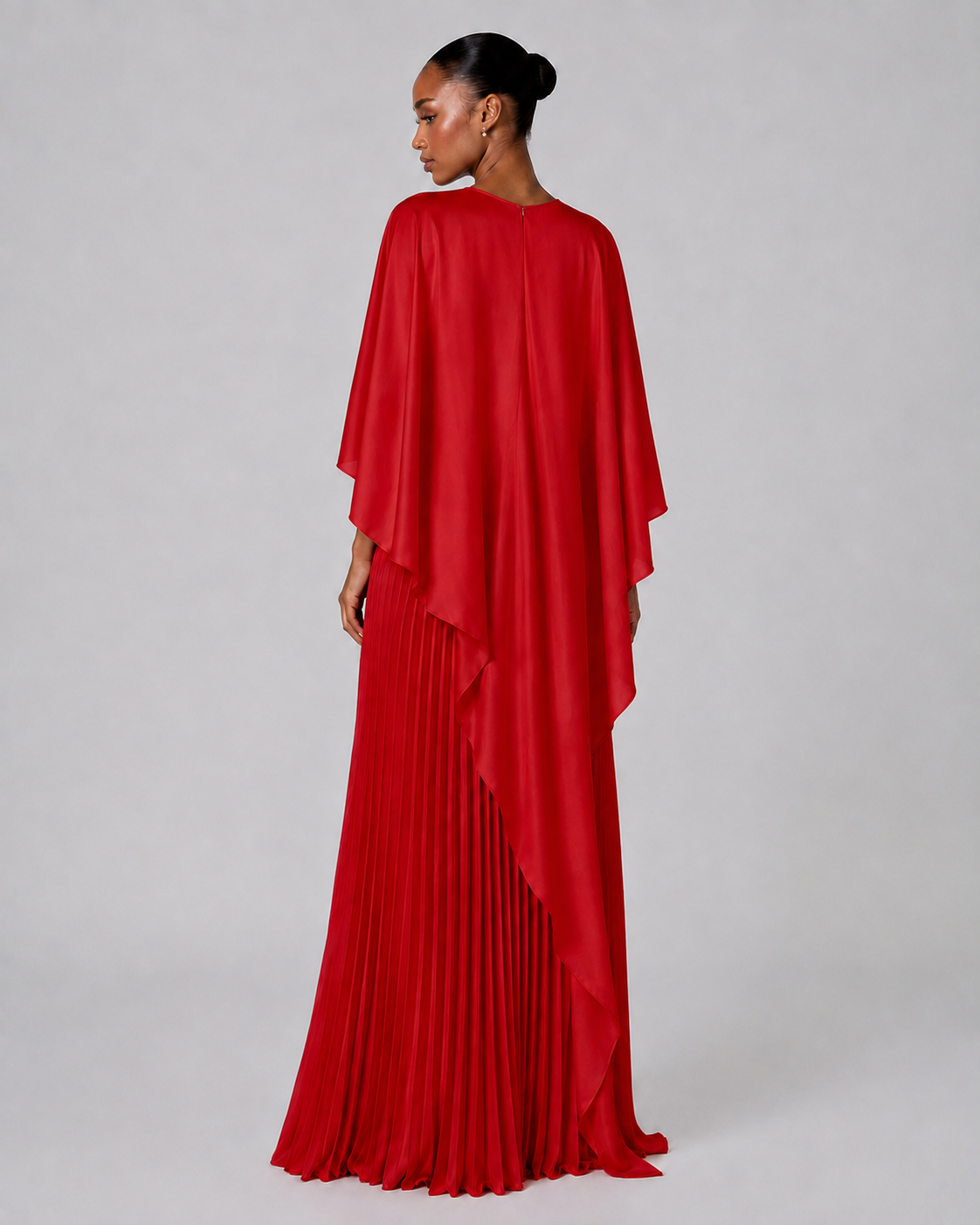 Estelle Cape Pleated Maxi Dress
