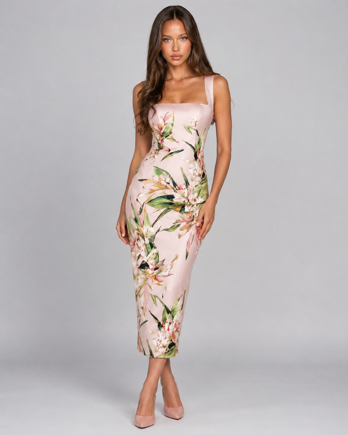 Elara Floral Square-Neck Maxi Dress